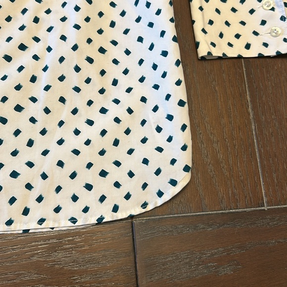 Lands End Button Up Tunic Blouse.  26W. Dark green brushstroke pattern. - Picture 8 of 9